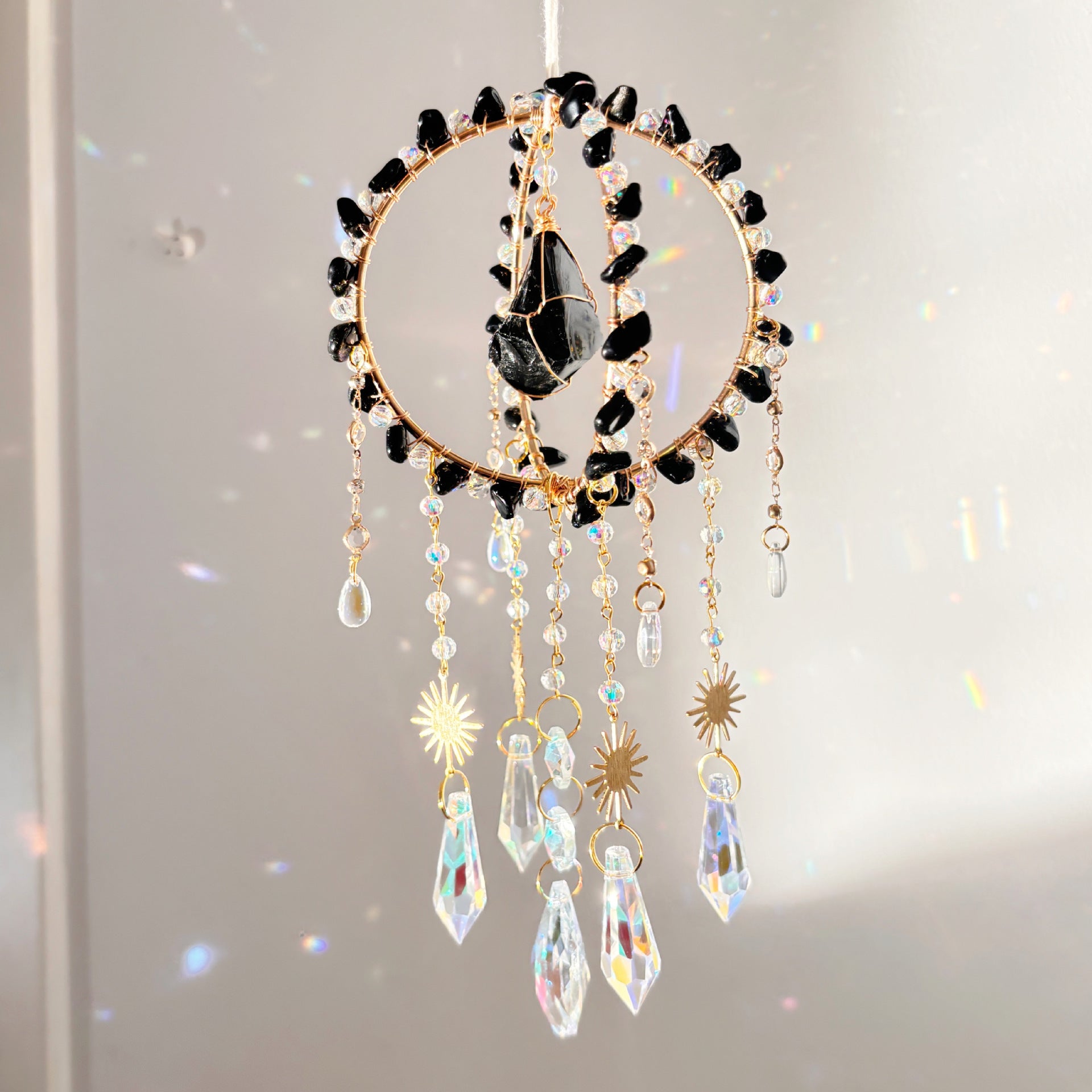 Natural Gravel Sun Catcher Rough Stone Winding Spherical Crafts