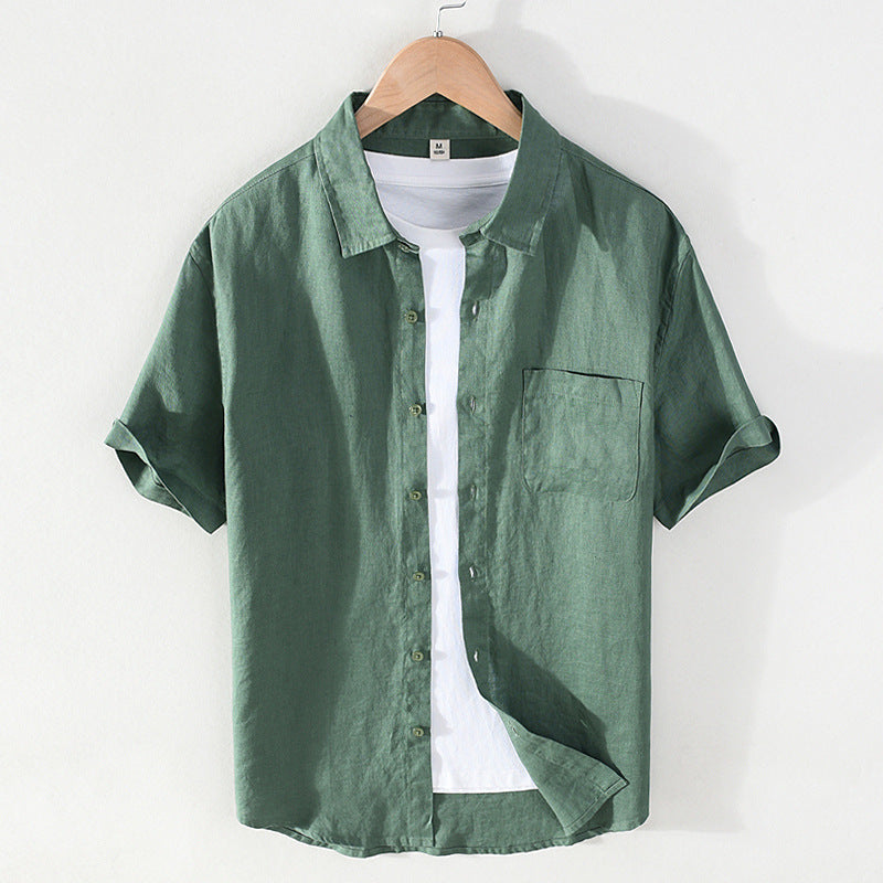 Men's Summer Short Sleeve Pure Linen Shirt