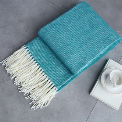 Nordic Style Solid Color Air Conditioning Blanket Blanket Sofa Blanket Mink Velvet