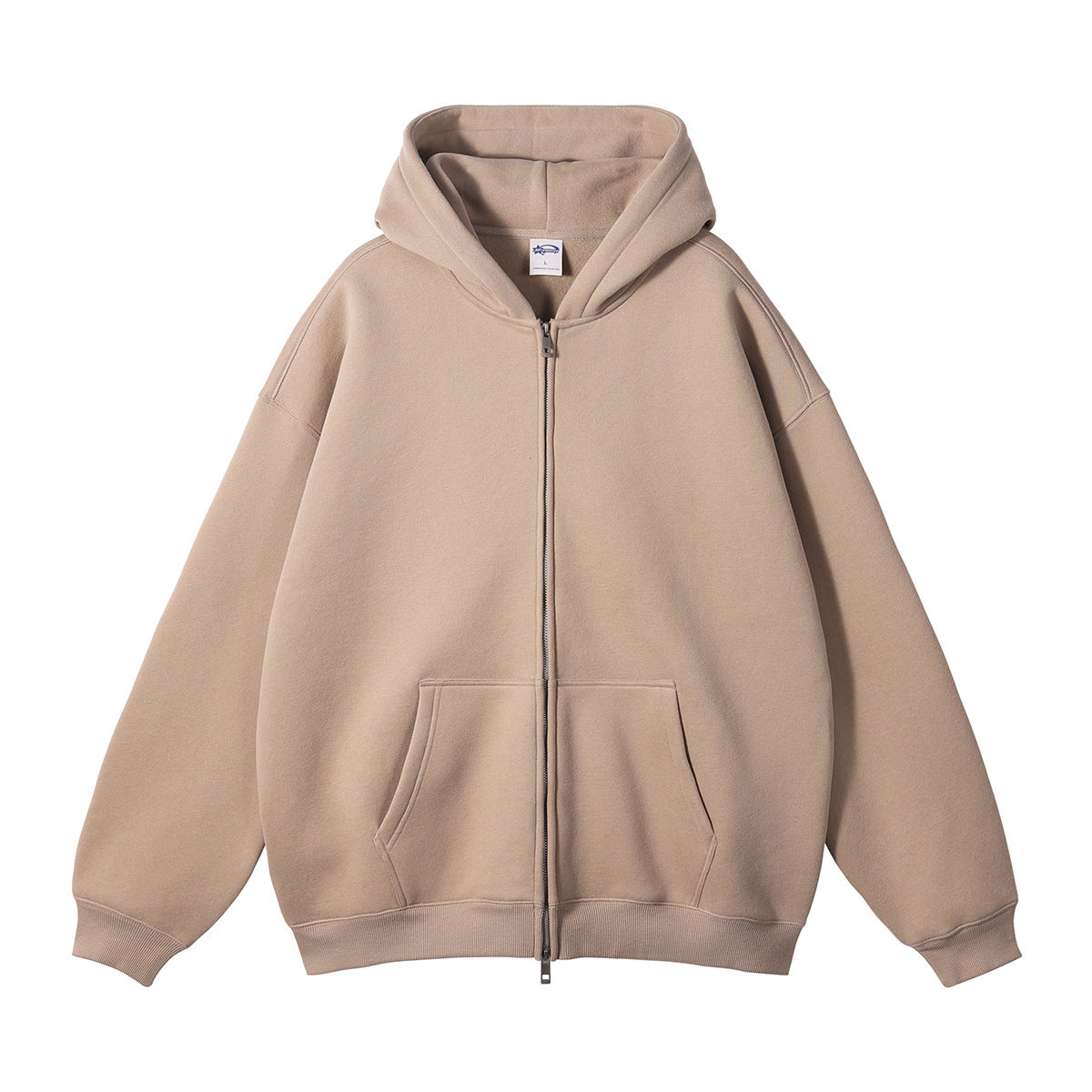 Men's Fleece-lined Thickened Double-headed Zipper Hooded Sweater