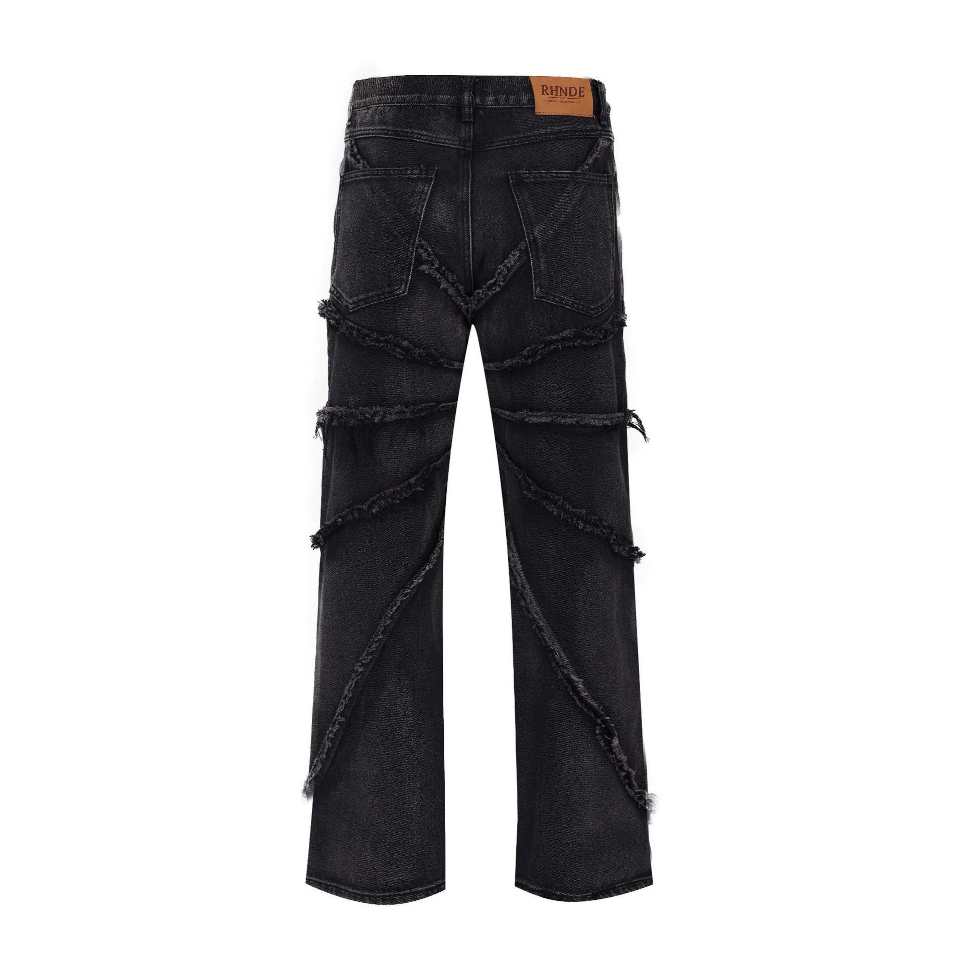 Frayed Stonewashed Worn Looking Washed-out Jeans Straight Loose Trousers