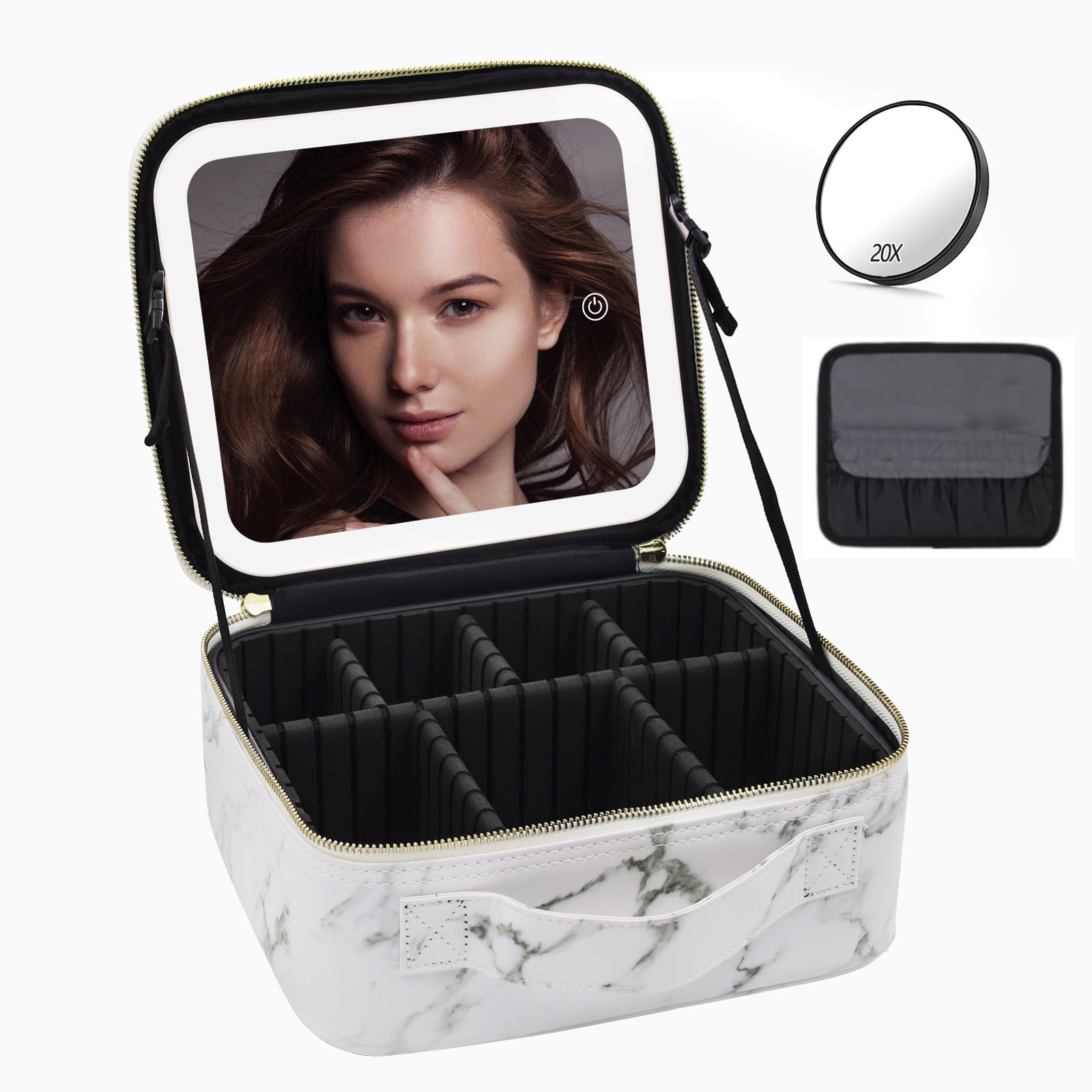 Large Capacity Cosmetic Case With LED Mirror High Sense Multifunctional Storage For Makeup Artist Cosmetic Bag