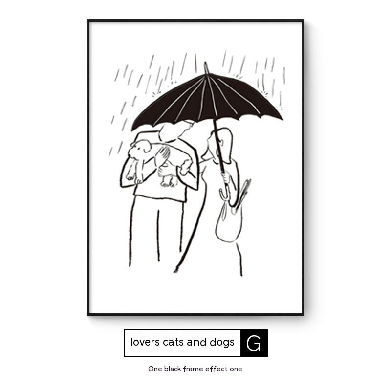 Cat And Dog Abstract Style Decorative Painting Interesting Art Style