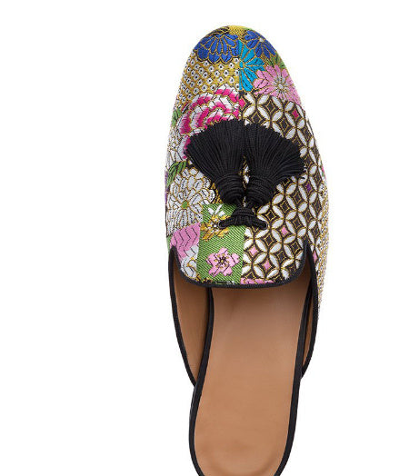 Back Empty Embroidered Color Flat Casual Fashion Men's Shoes