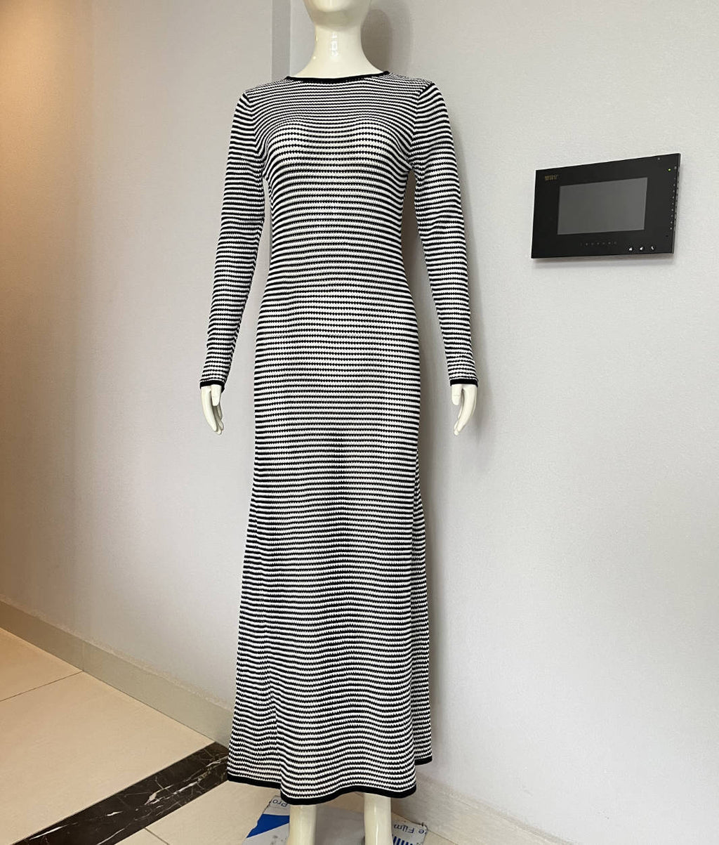 Women's Fashion Mesh Striped European And American Wind Beach Vacation Dress