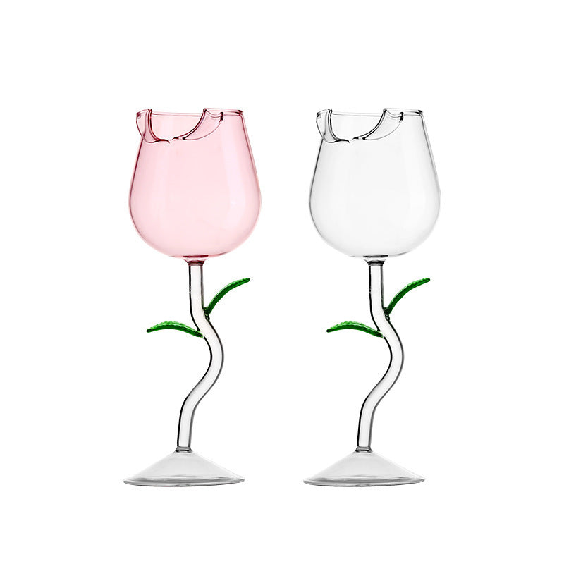 Creative Roses Red High-end Entry Lux Wine Glass Goblet Set