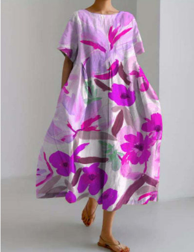 Women's Loose Short Sleeve Dress Comfortable 3D Digital Printing