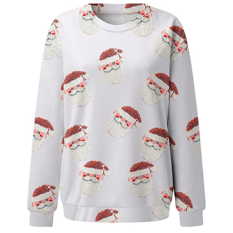 New Hot Sale Women's Casual Capless Round Neck Regular Drop Shoulder Sweater Pullover Print Top