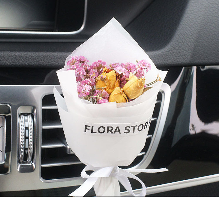 Fashion Creative Dried Flowers Decorative Car Female Motor Air Outlet Fragran