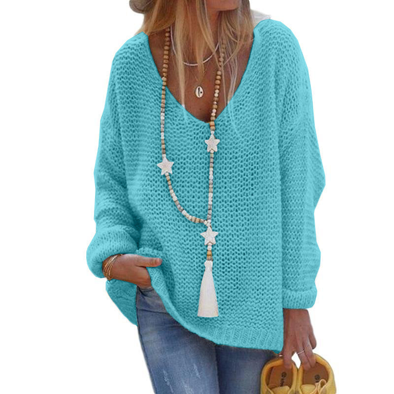 V-neck Long Sleeve Knit Top