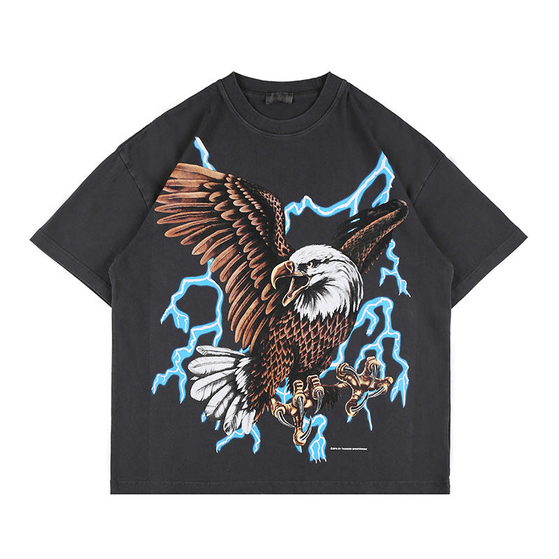High Street Leisure European And American Lightning Eagle Oversize Short Sleeve
