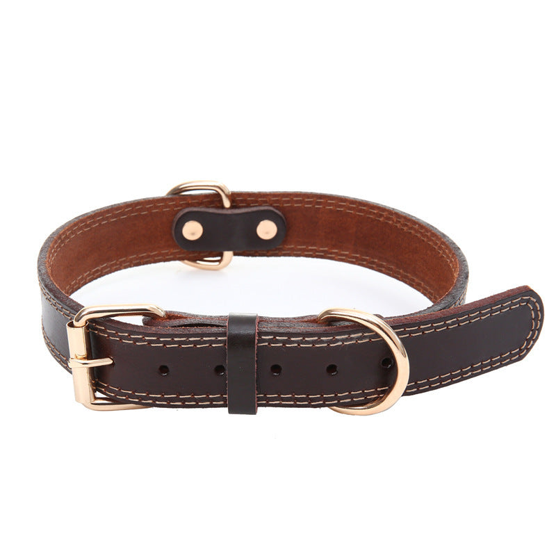 Pet Top Layer Cowhide Leather Neck Ring