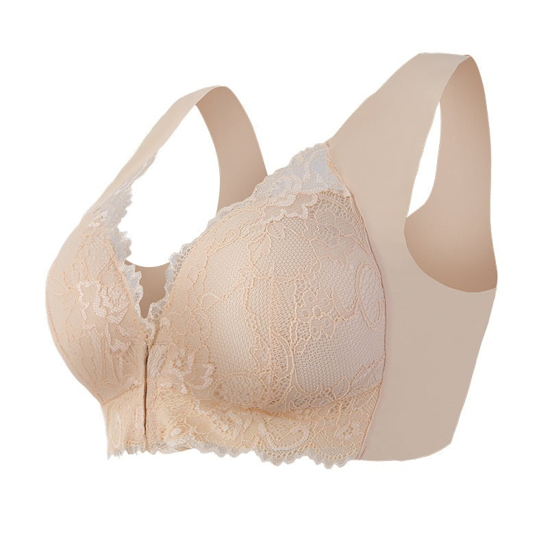 Plus Size Front Buckle Thin Bra Lace Wireless