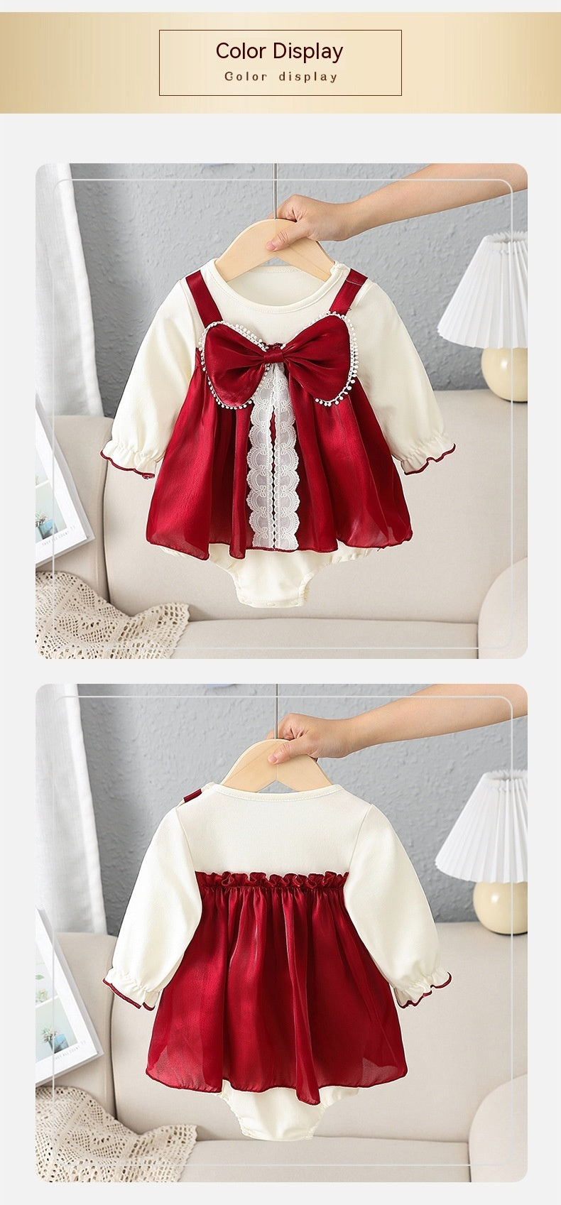 Baby Jumpsuit Bow Baby Long-sleeved Triangle Romper Romper