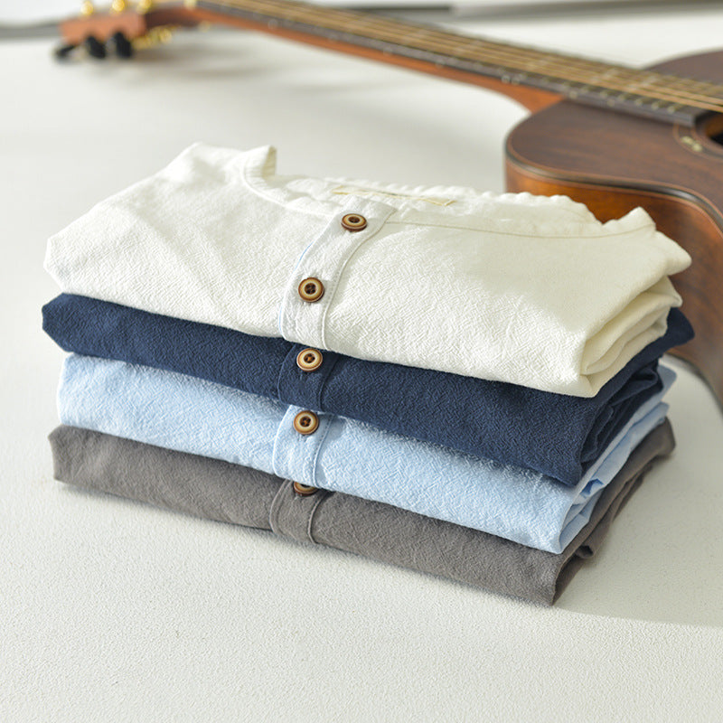 Youth Short Sleeve Popular Basic Solid Color Linen Summer Cotton Linen T-Shirt