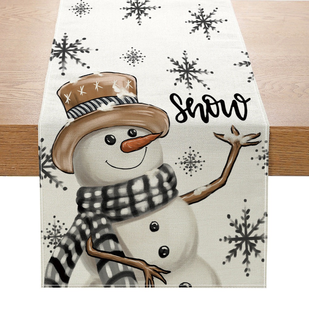 Christmas Snowman Santa Claus Creative Tablecloth