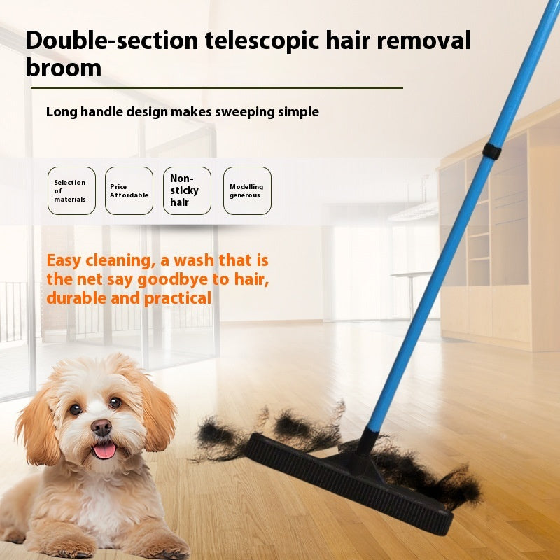 Double-section Retractable Rubber Pet Cleaning Hair Removal Broom