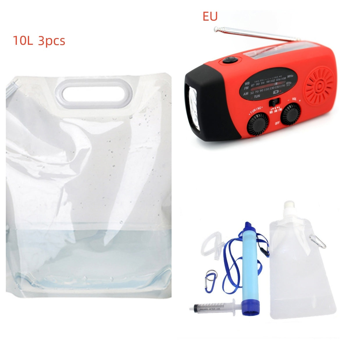 Solar energy hand-held emergency radio flashlight