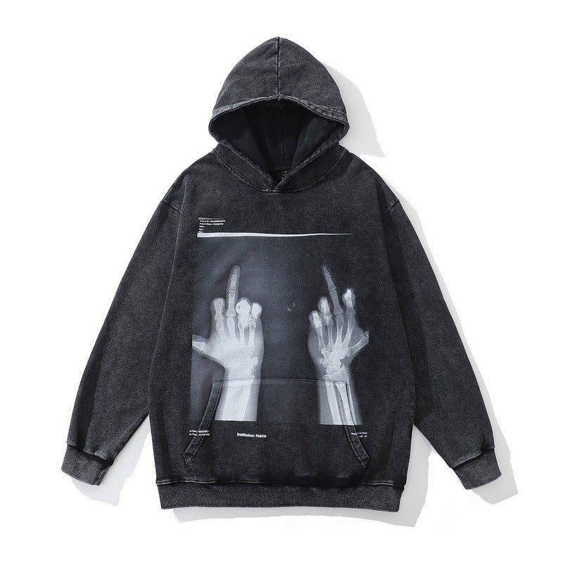 American Hip-hop Worn Wash Hoodie Loose