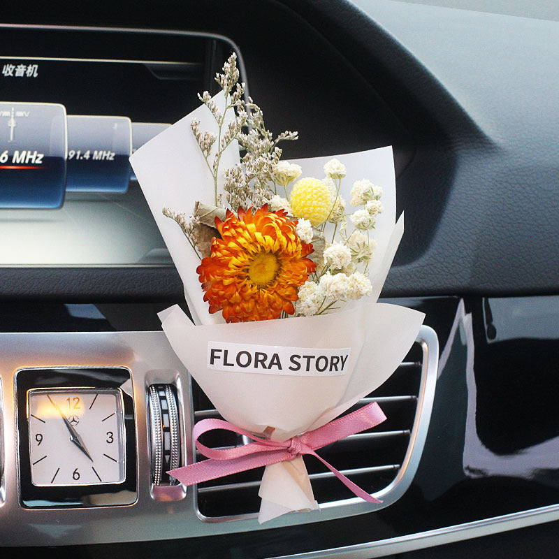 Fashion Creative Dried Flowers Decorative Car Female Motor Air Outlet Fragran