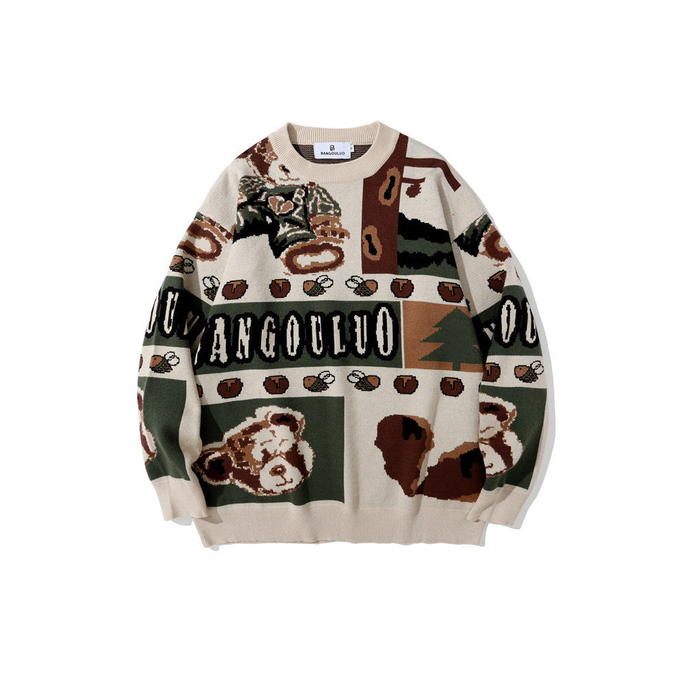 European And American Style Vintage Jacquard Knitted Sweater