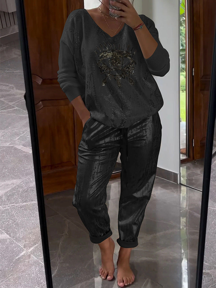 Evil Eye Bronzing Top And Trousers Suit