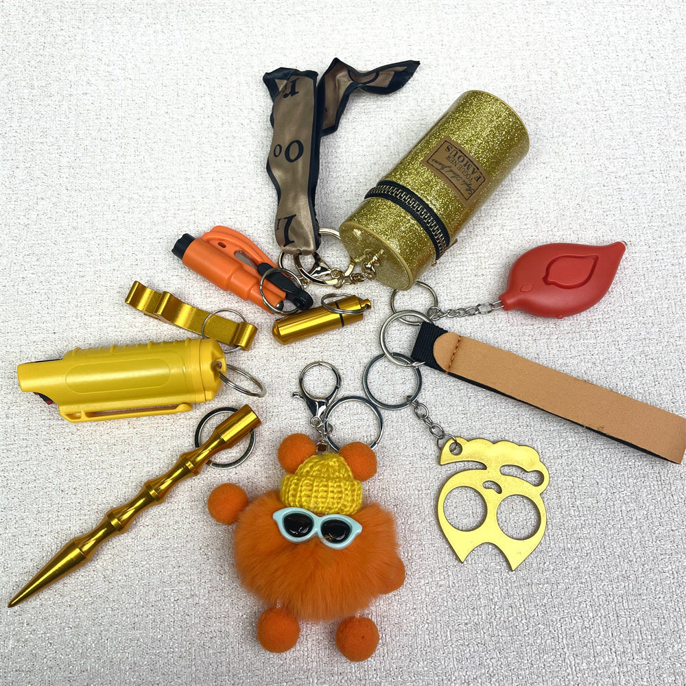 Hair Ball Lipstick Bag Bracelet Bracelet Key Chain Set