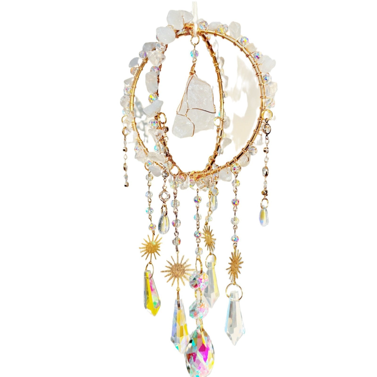 Natural Gravel Sun Catcher Rough Stone Winding Spherical Crafts