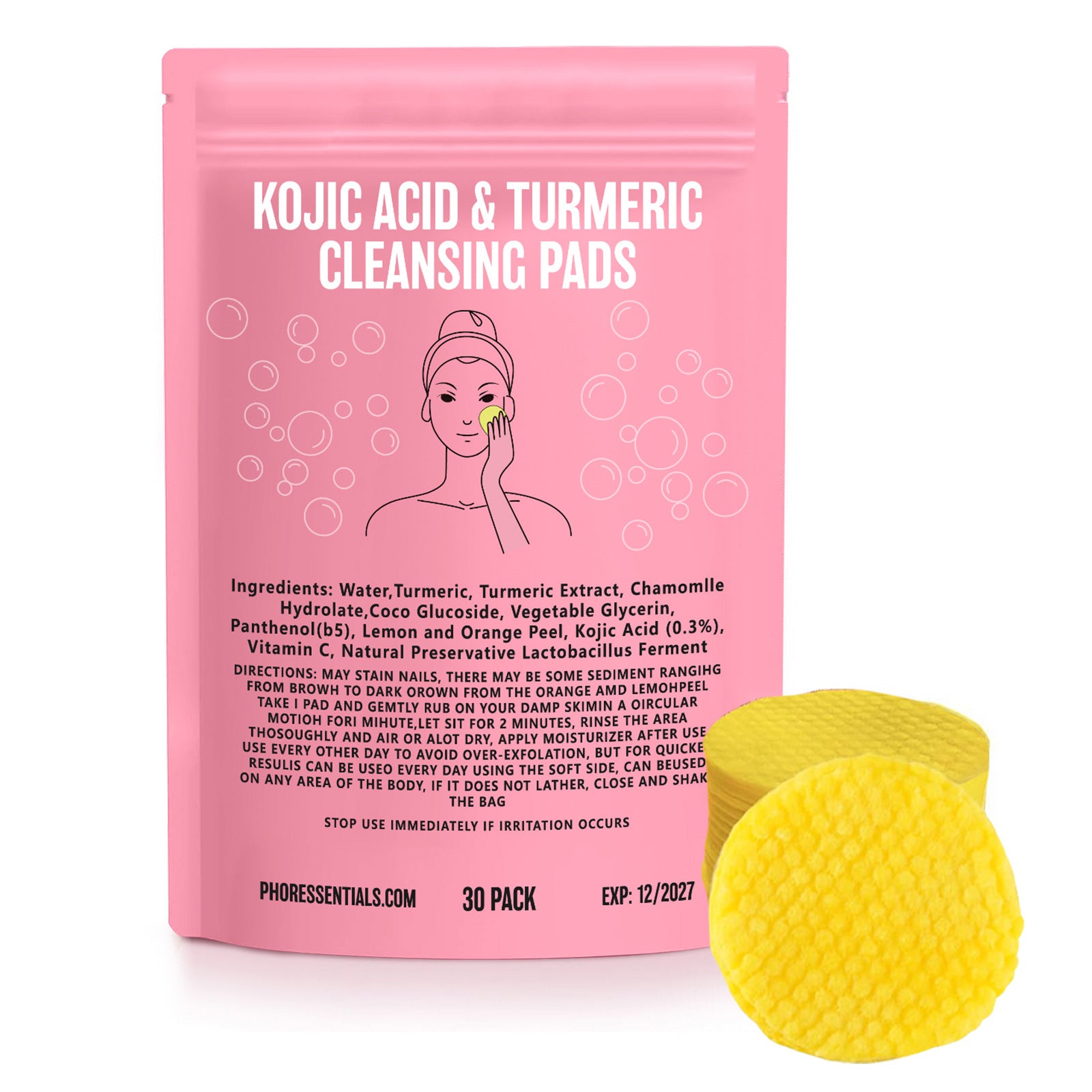Kojic Acid Cleansing Pore Gentle Skin Care Turmeric Cleansing Pad