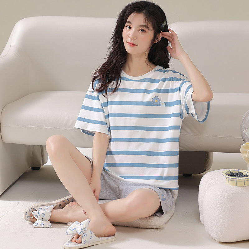 Pajamas Summer Women's Suit Pure Cotton High-grade Short-sleeved Shorts