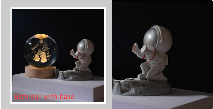 3D Crystal Ball Night Light Solar System Cosmic Theme LED Decoration Light Wooden Base Astronomy Nightlights Birthday Gift