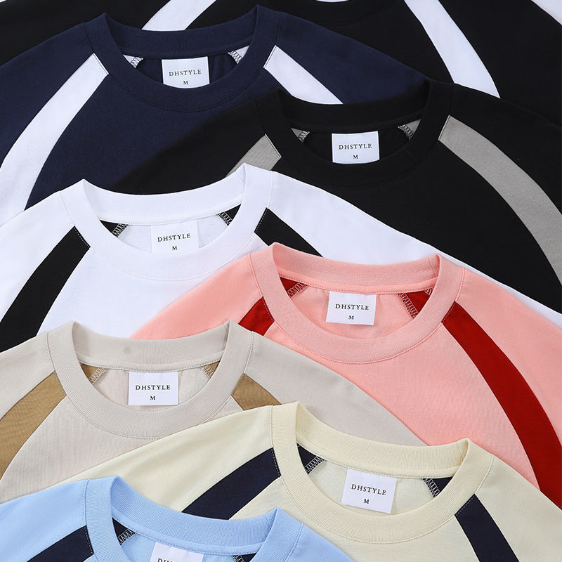 Combed Cotton Double Yarn Drop Shoulder Short Sleeve Matching Couple T-shirt