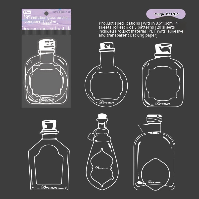 Dried Flower Bookmark Creative Glass Bottle Container PET Sticker Bookmark