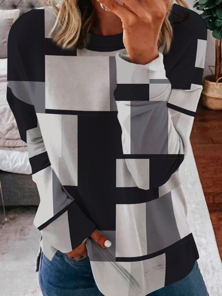 3D Printed Loose Round Neck Fashion Women's Sweater