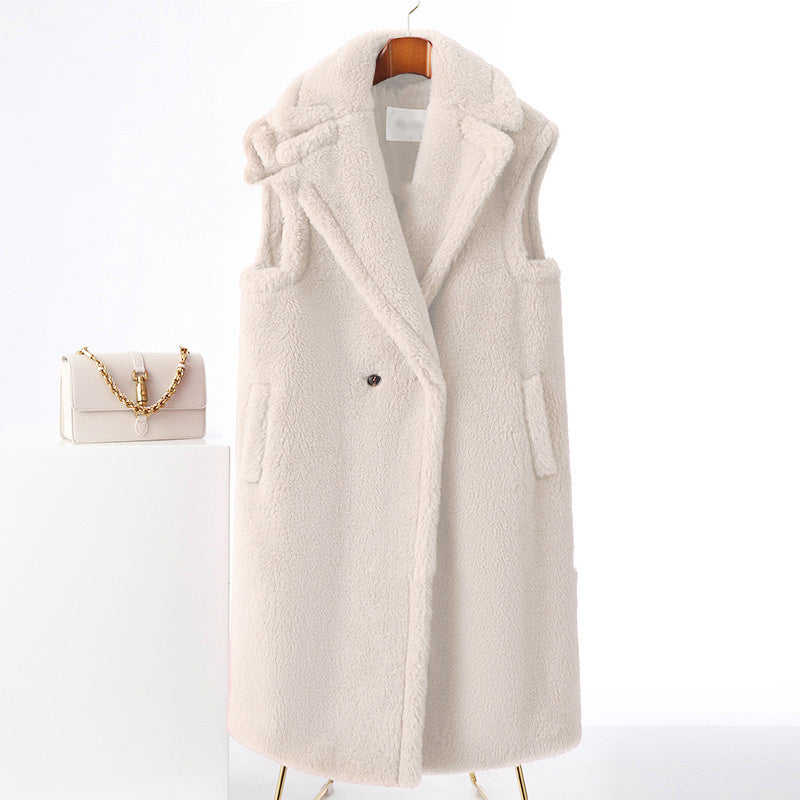 Women's Fur Long Profile Vest Jacket
