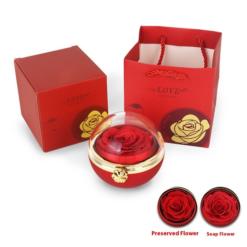 Circular Rotatable Eternal Flower Jewelry Box