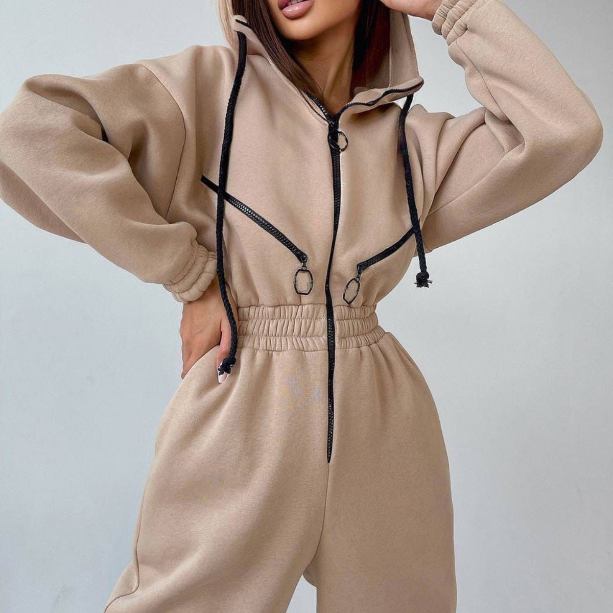 Sports And Casual Women's Hooded Jumpsuit