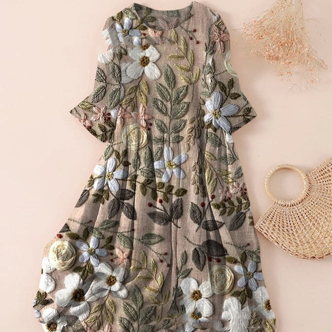 Women's Loose Round Neck Fashion Printed Dress