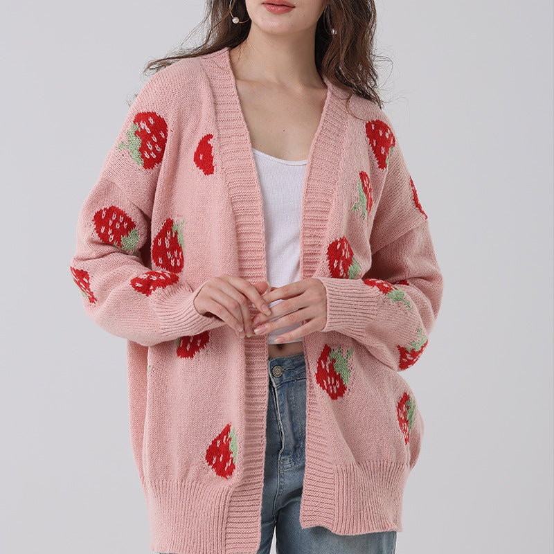 Women's Comfort And Casual Strawberry Sweater