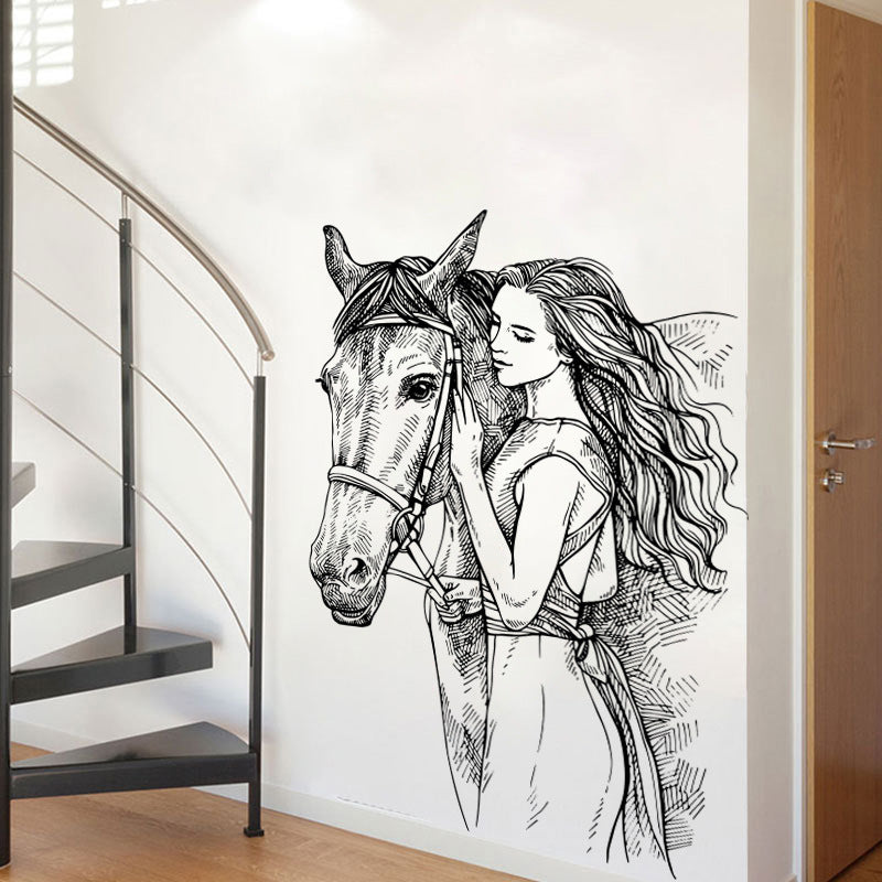 Family Sketch Steed Beauty Wall Sticker