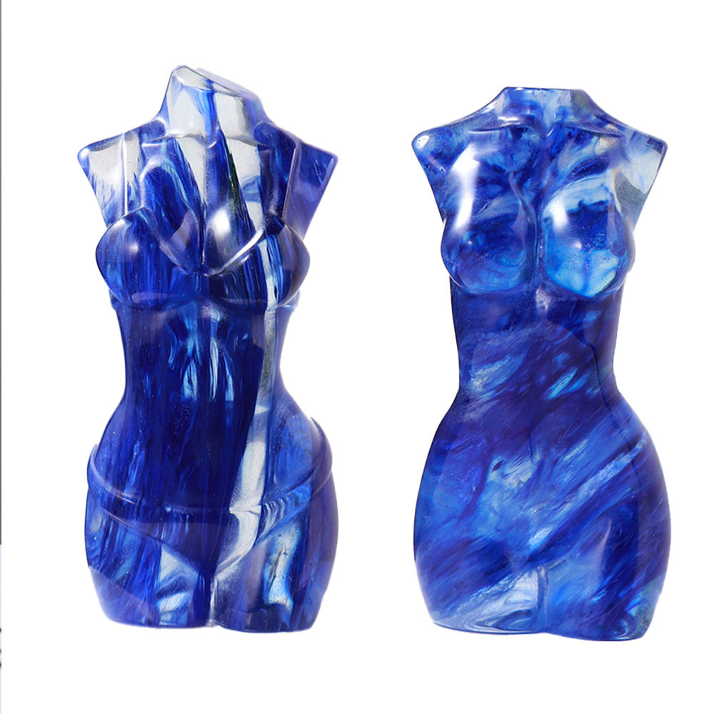 Blue Smelted Crystal Nude Torso Sculpture Ornaments
