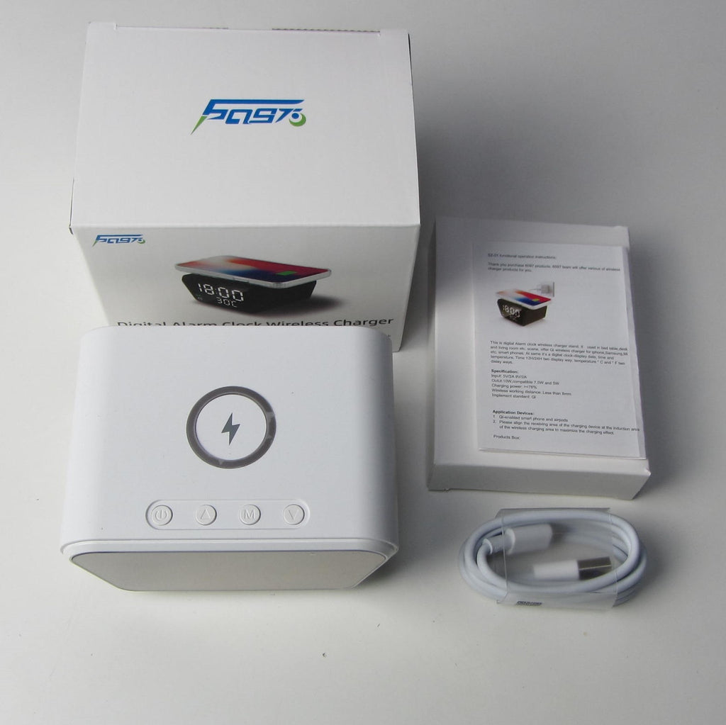 Creative 2-in-1 Wireless Charging Temperature Clock, Date Alarm Clock