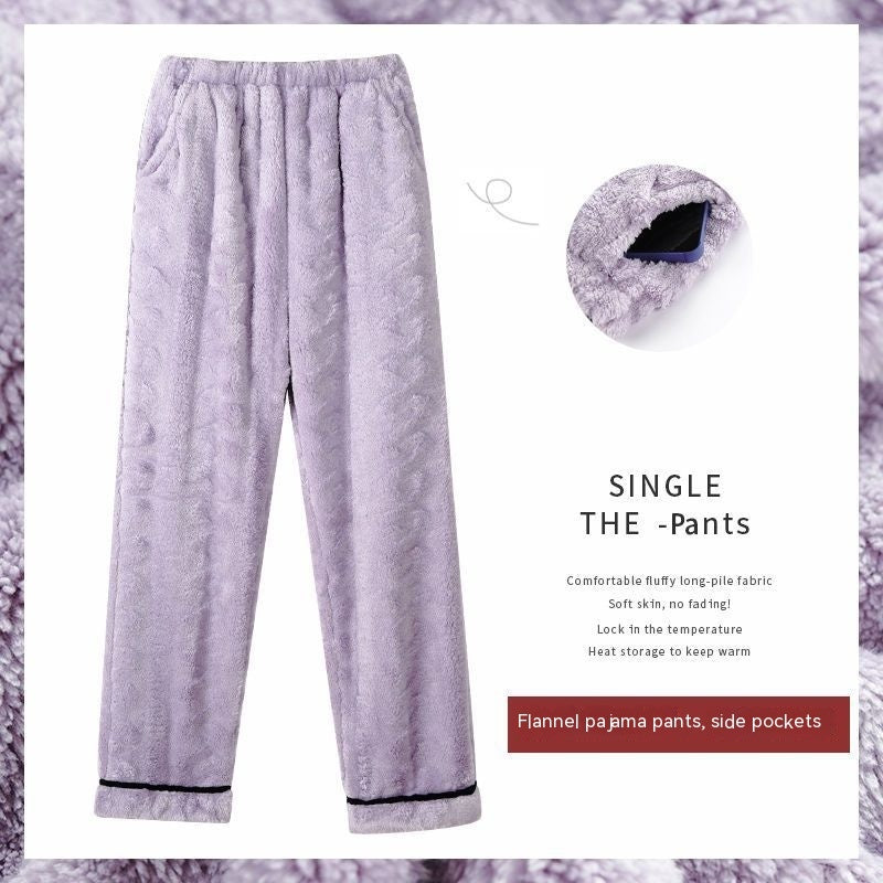 Women's Flannel Thickened Warm Home Pants