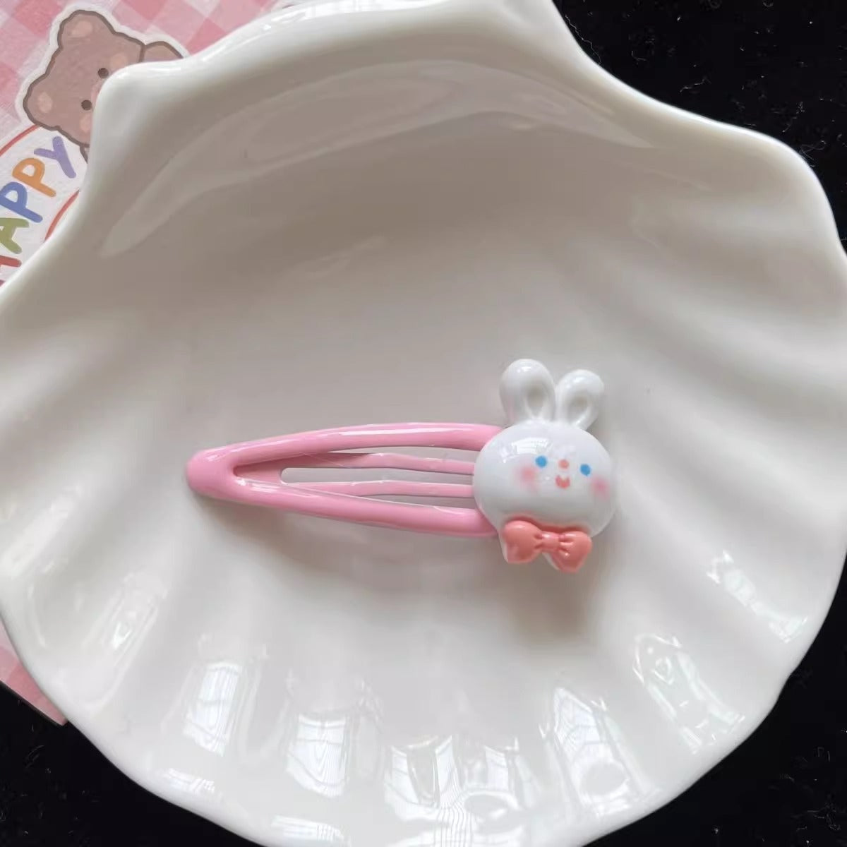 Cartoon Love Bunny Barrettes Broken Hair BB Clip Cute Bow Hair Clip Forehead Bang Clip Headdress