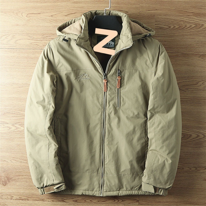 Men's Outdoor Casual Fleece And Thick Workwear Shell Jacket Jacket Tide