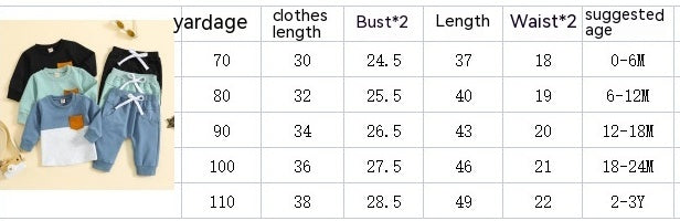Children Color-block Crew Neck Long Sleeve Trousers Suit