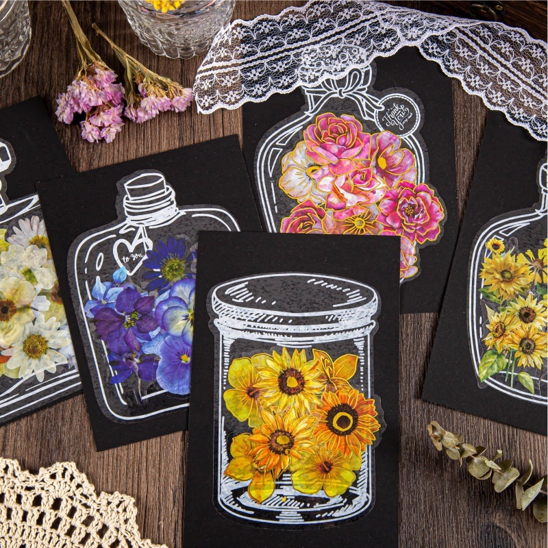 Dried Flower Bookmark Creative Glass Bottle Container PET Sticker Bookmark
