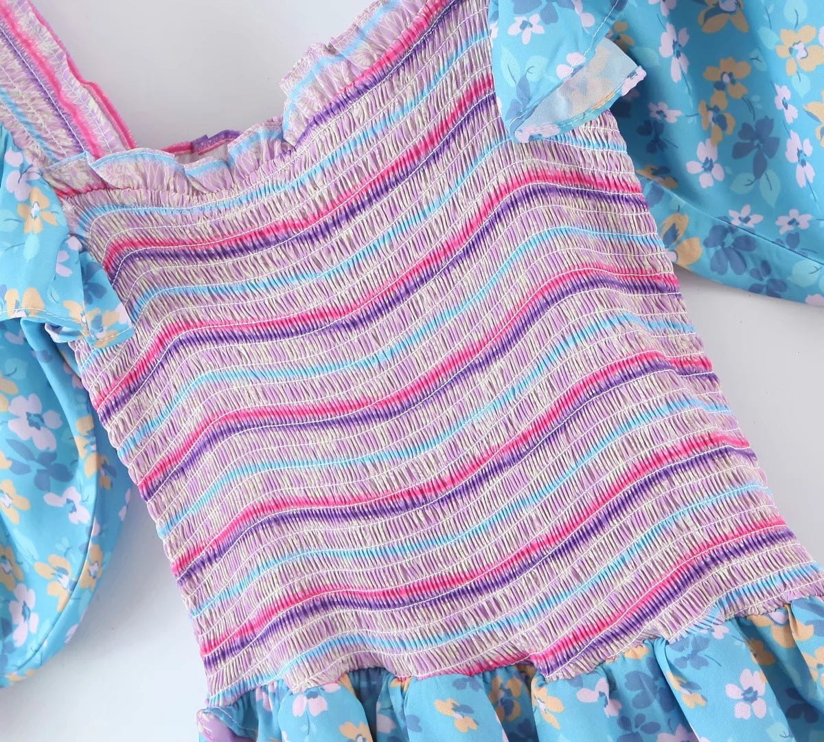 Bohemian Resort Style Romantic Printed Puff Sleeve Dress